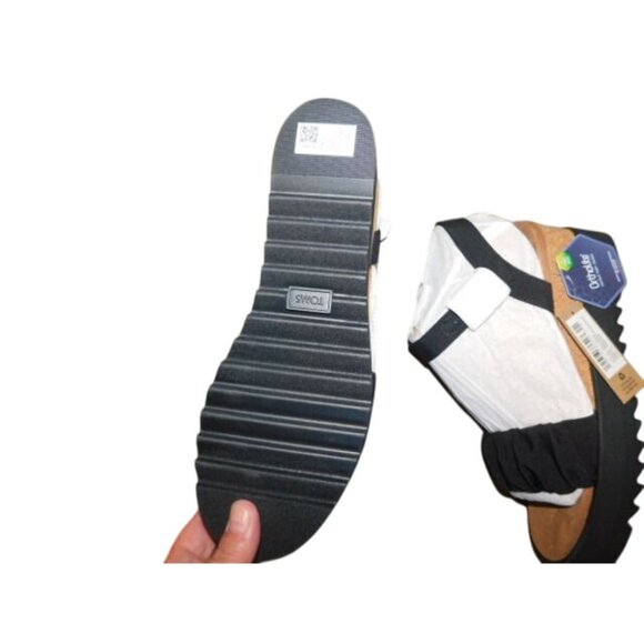 Toms Size 11 Diana Black Woven Ruched Stretch Sandals NEW W/ Box - Picture 4 of 4